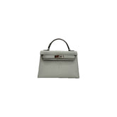 Hermes Mini Kelly II Chevre Mysore Gris Perle STAMP U