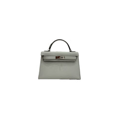 Hermes Mini Kelly II Chevre Mysore Gris Perle STAMP U