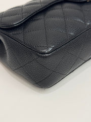 Chanel East West Flap Shoulder Bag Caviar Black