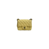 Chanel Mini Square Flap Bag Lambskin Yellow (Microchip)