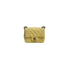 Chanel Mini Square Flap Bag Lambskin Yellow (Microchip)