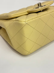 Chanel Mini Square Flap Bag Lambskin Yellow (Microchip)