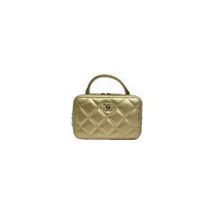 Chanel Top Handle Vanity Case Lambskin Gold
