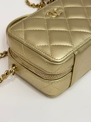 Chanel Top Handle Vanity Case Lambskin Gold