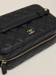 Chanel Top Handle Vanity Jewlery Box Caviar Black