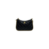 Chanel Chain Hobo Shoulder Bag Calfskin Black