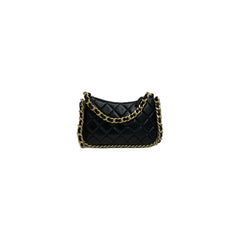 Chanel Chain Hobo Shoulder Bag Calfskin Black