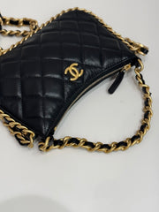 Chanel Chain Hobo Shoulder Bag Calfskin Black