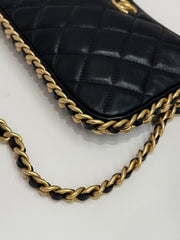 Chanel Chain Hobo Shoulder Bag Calfskin Black