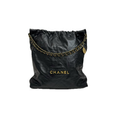 Chanel Large 22 Bag Shiny Calfskin Black (Microchip)