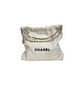 Chanel Medium 22 Bag Calfskin White (Microchip)