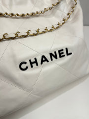 Chanel Medium 22 Bag Calfskin White (Microchip)