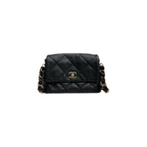 Chanel Logo Chain Flap Bag Lambskin Black