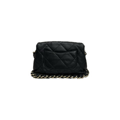 Chanel Logo Chain Flap Bag Lambskin Black