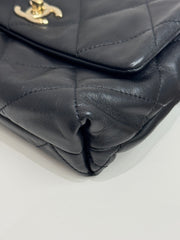 Chanel Logo Chain Flap Bag Lambskin Black