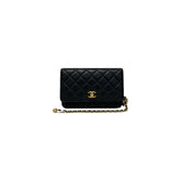 Chanel Pearl Crush Wallet On Chain Lambskin Black (Microchip)