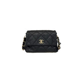 Chanel Logo Chain Strap Flap Bag Lambskin Black