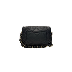Chanel Logo Chain Strap Flap Bag Lambskin Black