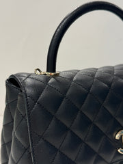Chanel Medium Coco Handle Caviar Black (Microchip)