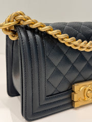 Chanel Small Boy Bag Caviar Black (Microchip)