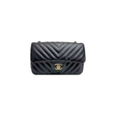 Chanel Mini Chevron Rectangular Flap Lambskin Black