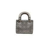 Dior Mini Lady Dior Satin Crystal Cannage Grey