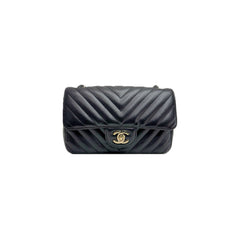 Chanel Mini Chevron Rectangular Flap Lambskin Black