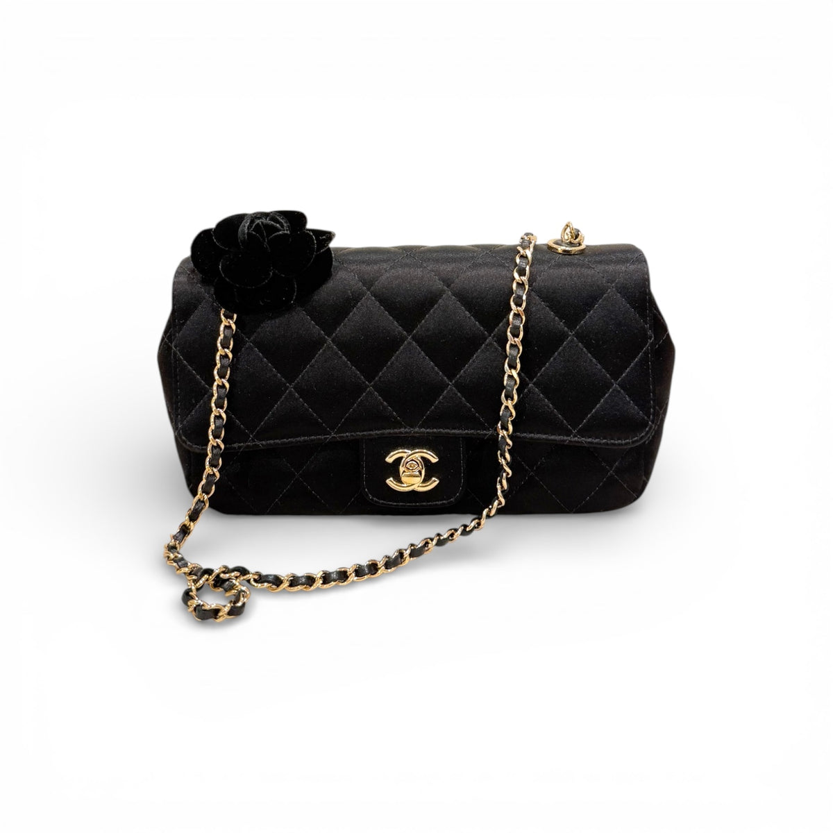 Chanel Mini Camila Classic Flap Bag Velvet Black