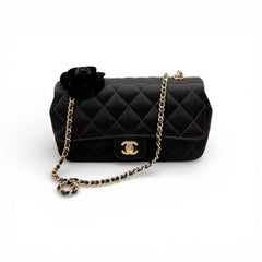 Chanel Mini Camila Classic Flap Bag Velvet Black