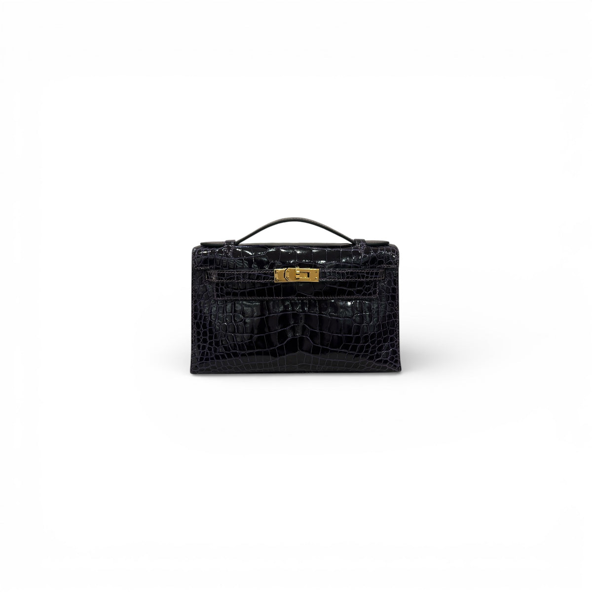 Hermes Kelly Pochette Alligator Amethyst STAMP Z