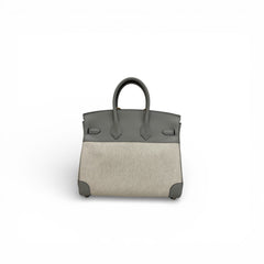 Hermes Birkin 25 Toile Swift / Ecru-Bleu Glacier STAMP K