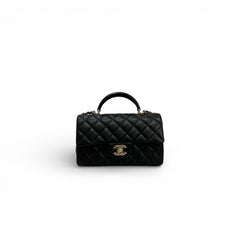 Chanel Top Handle Mini Rectangular Flap Bag Lambskin Black (Microchip)