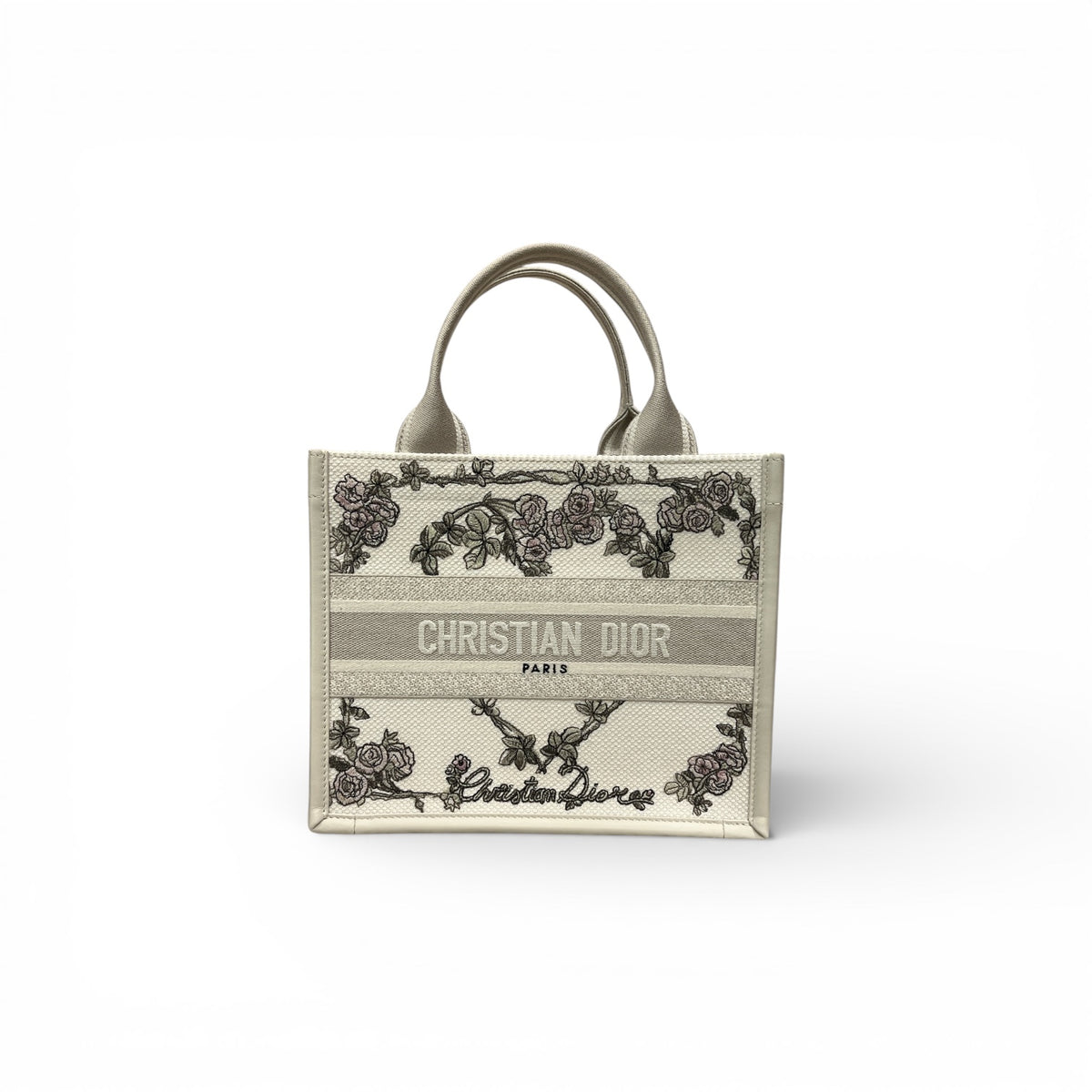 Dior Small Dior Book Tote Amour de Roses Embroidery and Latte Calfskin