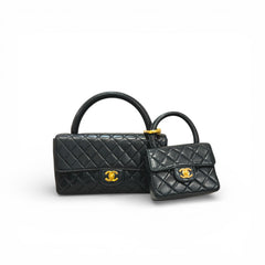 Chanel Vintage Twin Single Flap Bag Lambskin Black