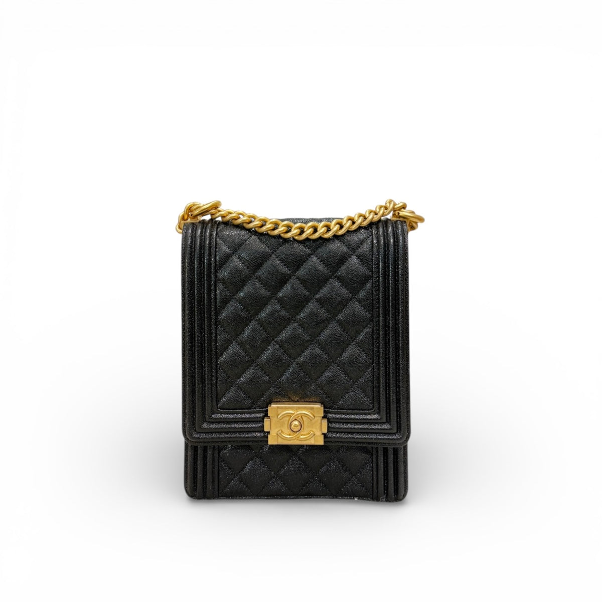 Chanel Vertical Boy Bag Caviar Black