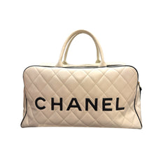 Chanel Vintage Sports Line Boston Travel Bag White