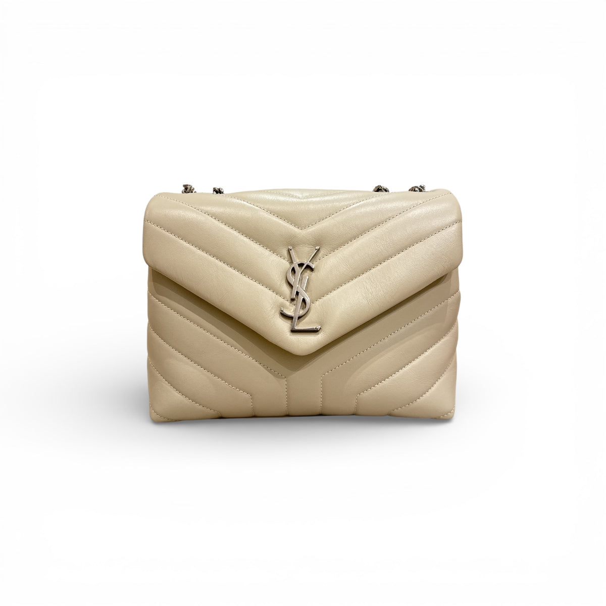 YSL Saint Laurent Small Loulou Bag Calfskin Cream