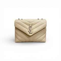 YSL Saint Laurent Small Loulou Bag Calfskin Cream