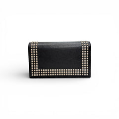 YSL Saint Laurent Studded Clutch Bag Calfskin Black