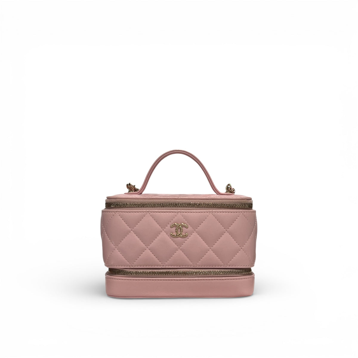 Chanel Top Handle Vanity Case Calfskin Pink