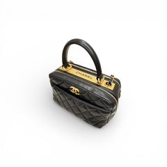Chanel Trendy CC Top Handle Bowling Bag Lambskin Black