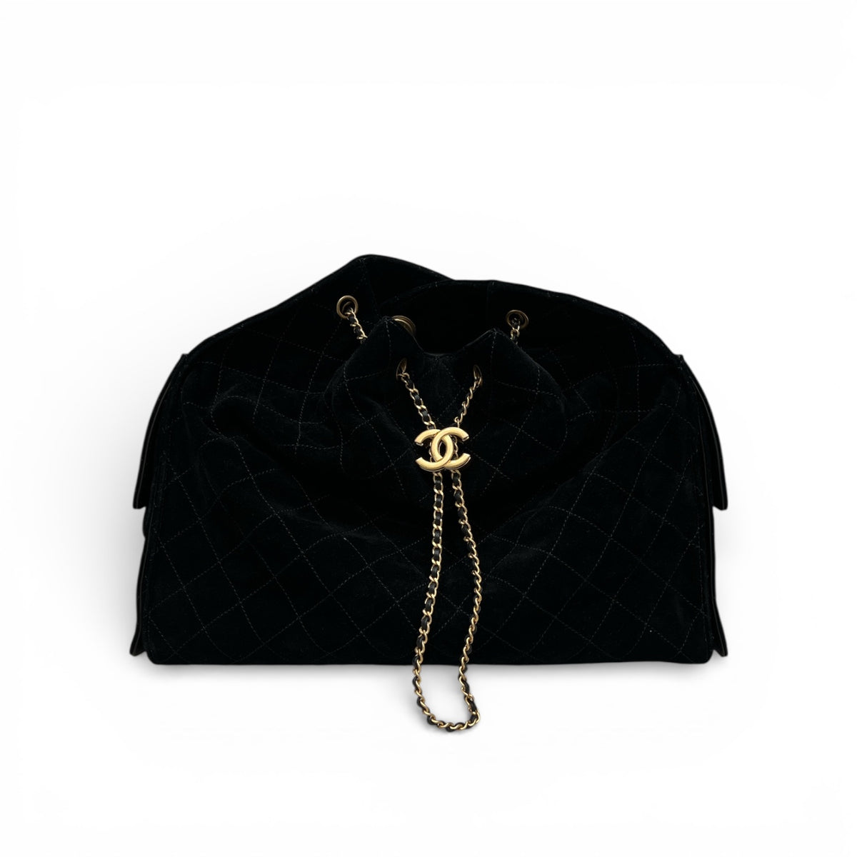 Chanel Large 25 Bag Suede Calfskin Black