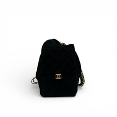 Chanel Large 25 Bag Suede Calfskin Black