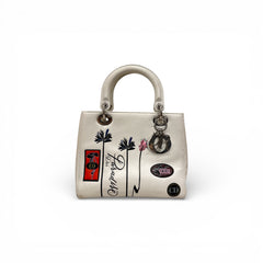 Dior Medium Lady Dior Bag Embossed Calfskin White