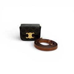 Celine Mini Claude Bag Triomphe Canvas / Calfskin Tan