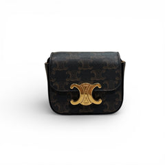 Celine Mini Claude Bag Triomphe Canvas / Calfskin Tan