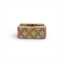 Celine Mini Claude Bag Triomphe Canvas / Calfskin White