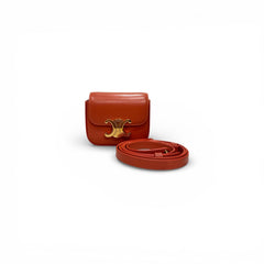 Celine Mini Claude Bag Triomphe Canvas / Calfskin Red