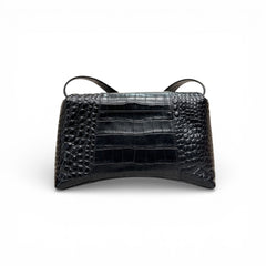 Balenciaga Small Downtown Bag Croc Embossed Calfskin Black
