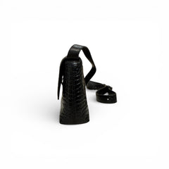 Balenciaga Small Downtown Bag Croc Embossed Calfskin Black